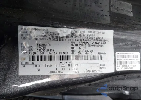 2018 Ford Focus Sel из США, поврежденный, VIN 1FADP3H24JL312459